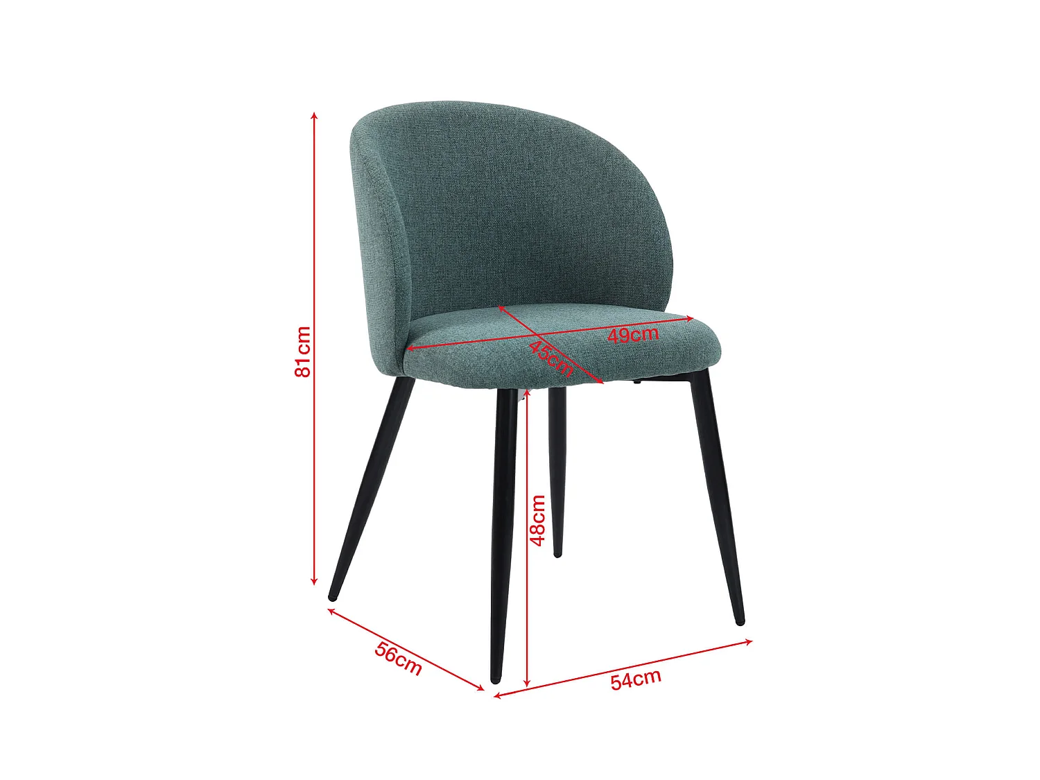 Sedie Festuca 81x54x56 Tessuto Polilino Metallo Verde Acqua Nero Moderno SET 2 pezzi Parzialmente Montato