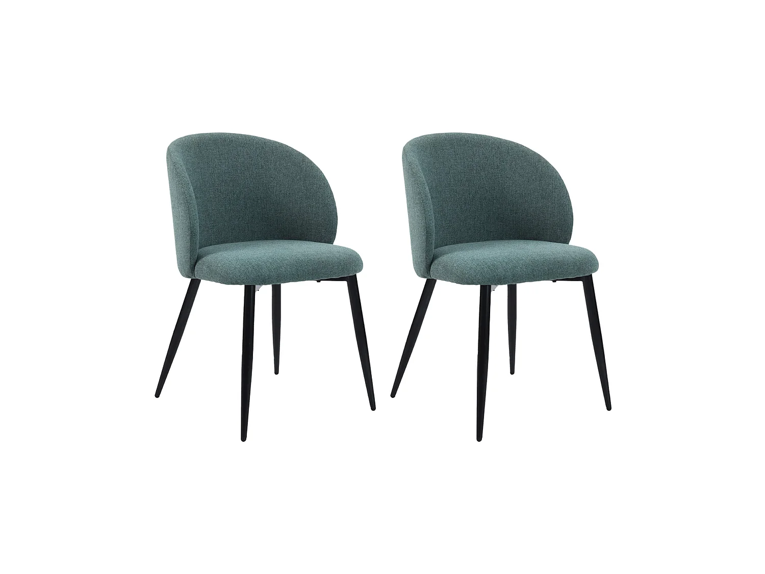 Chaises Mobili Rebecca Festuca 81x54x56 Tissu en Polylin Métal Vert d'Eau Noir Moderne SET 2 pièces Partiellement Assemblé