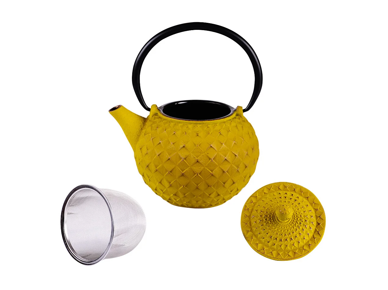 Théière en fonte 1 l avec fitre inox Octo jaune