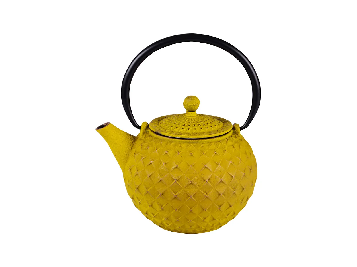 Théière en fonte 1 l avec fitre inox Octo jaune