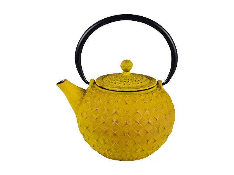 Théière en fonte 1 l avec fitre inox Octo jaune