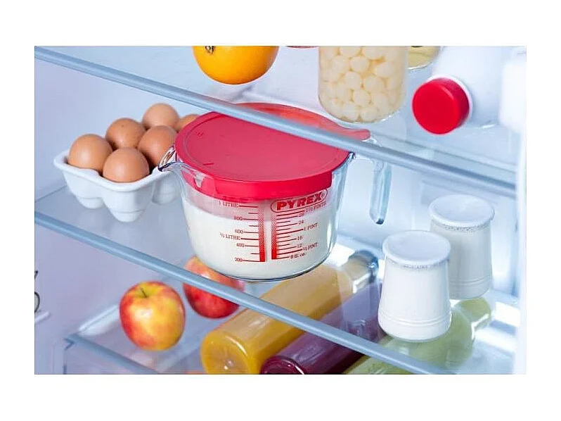 Pyrex Classic Glas-Messbecher mit Deckel und integriertem Sieb, 1L