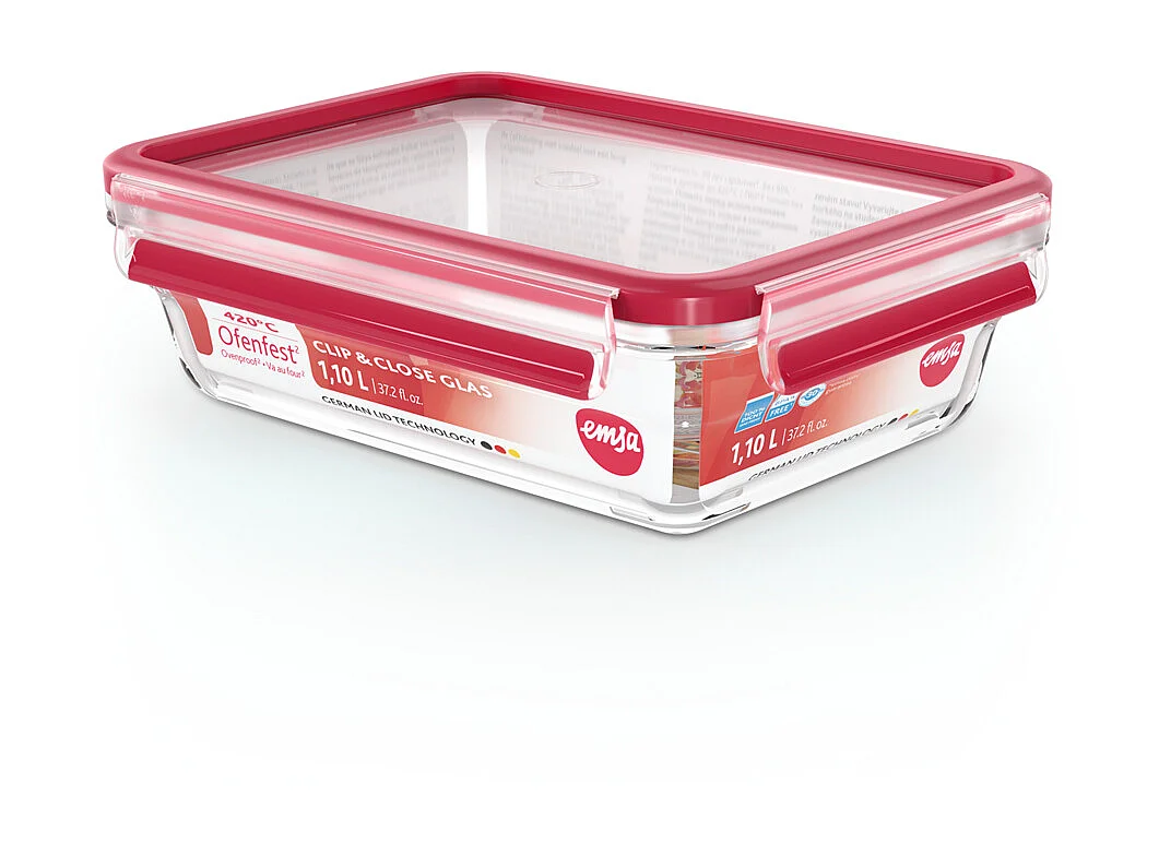 Boite clip&close verre rectangulaire 1,1L