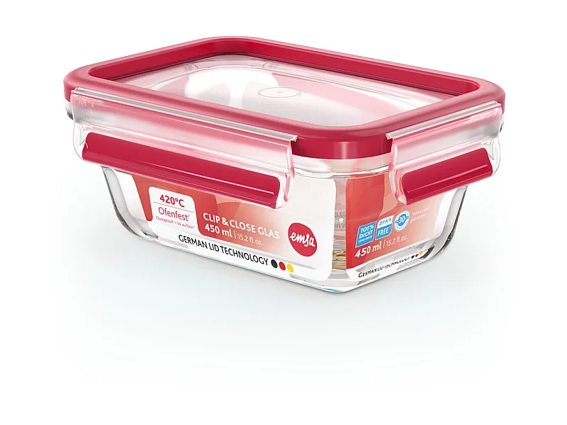 Boite clip&close verre rectangulaire 0,45L