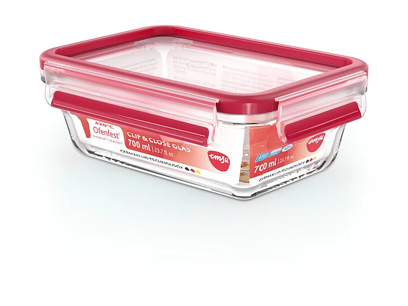 Boite clip&close verre rectangulaire 0,7L