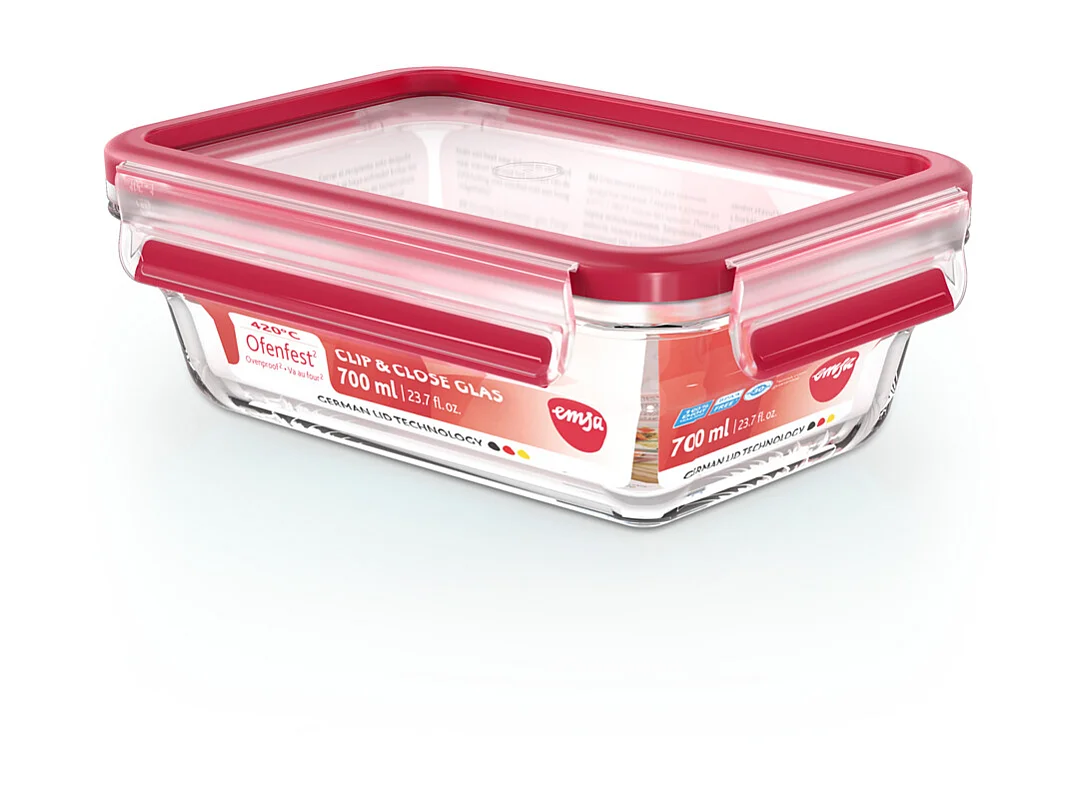 Boite clip&close verre rectangulaire 0,7L