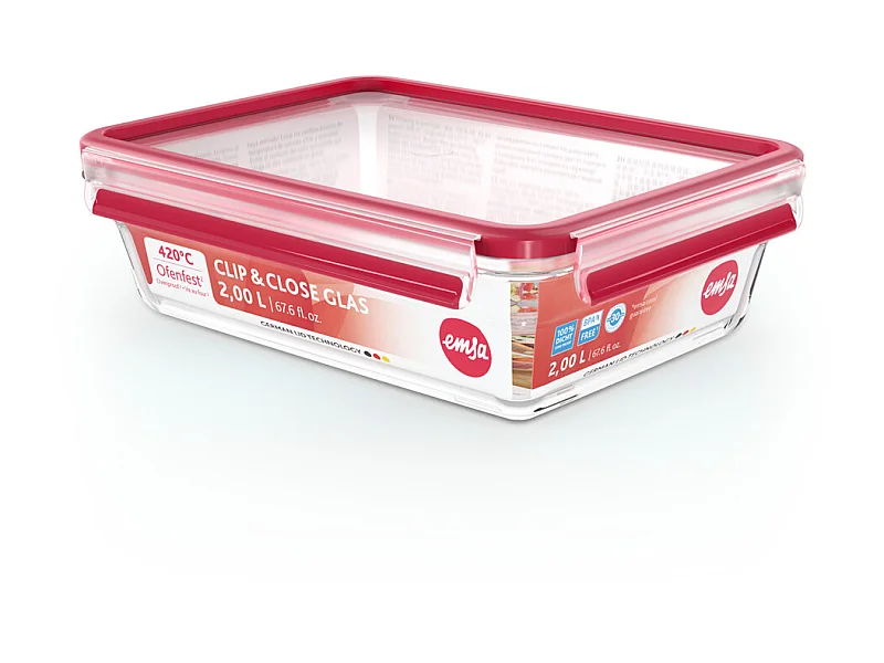 Boite clip&close verre rectangulaire 2L