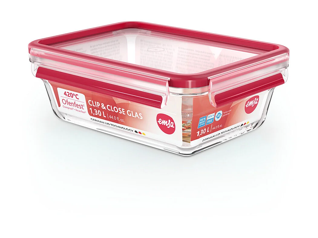 Boite clip&close verre rectangulaire 1,3L