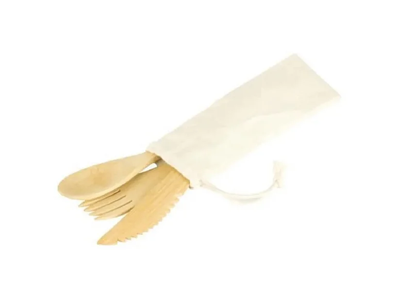 Set de couverts réutilisables en bambou 21cm