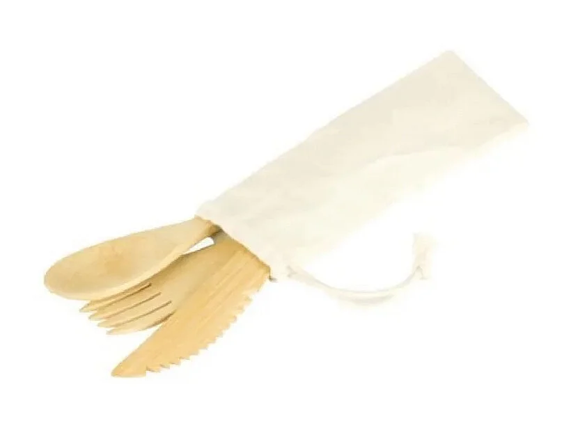Set de couverts réutilisables en bambou 21cm