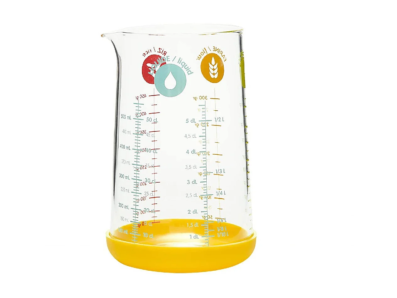 Pichet doseur 0.5 L en verre et silicone jaune
