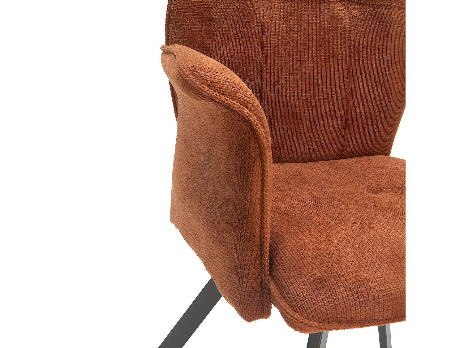 SCARS - Pack Table Ronde Ø110cm Céramique Noire + 2 Fauteuils Tissu Marron Selma