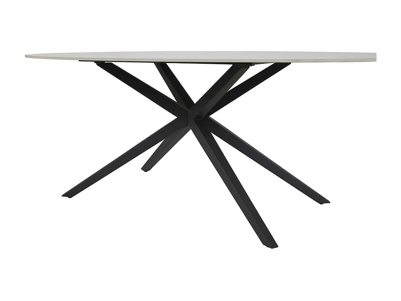 AUDREY - Table Céramique Imitation Marbre Blanc Pieds Étoile Métal Noir