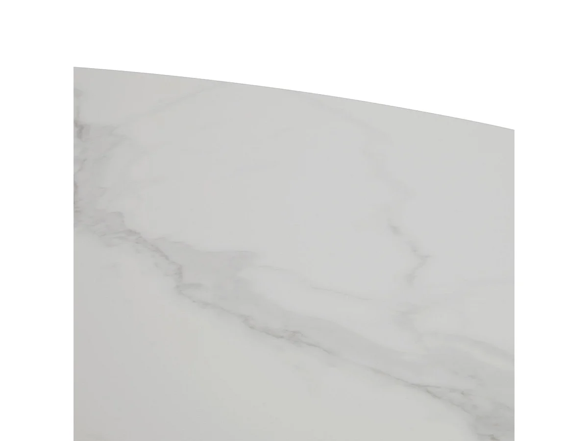 AUDREY - Table Céramique Imitation Marbre Blanc Pieds Étoile Métal Noir