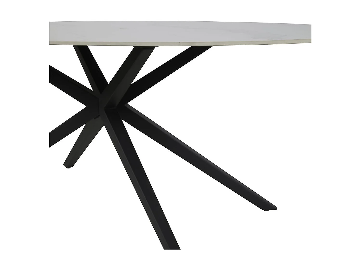 AUDREY - Table Céramique Imitation Marbre Blanc Pieds Étoile Métal Noir