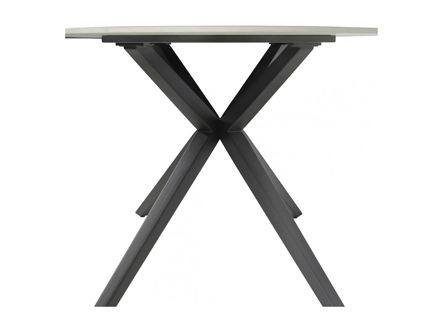 AUDREY - Table Céramique Imitation Marbre Blanc Pieds Étoile Métal Noir