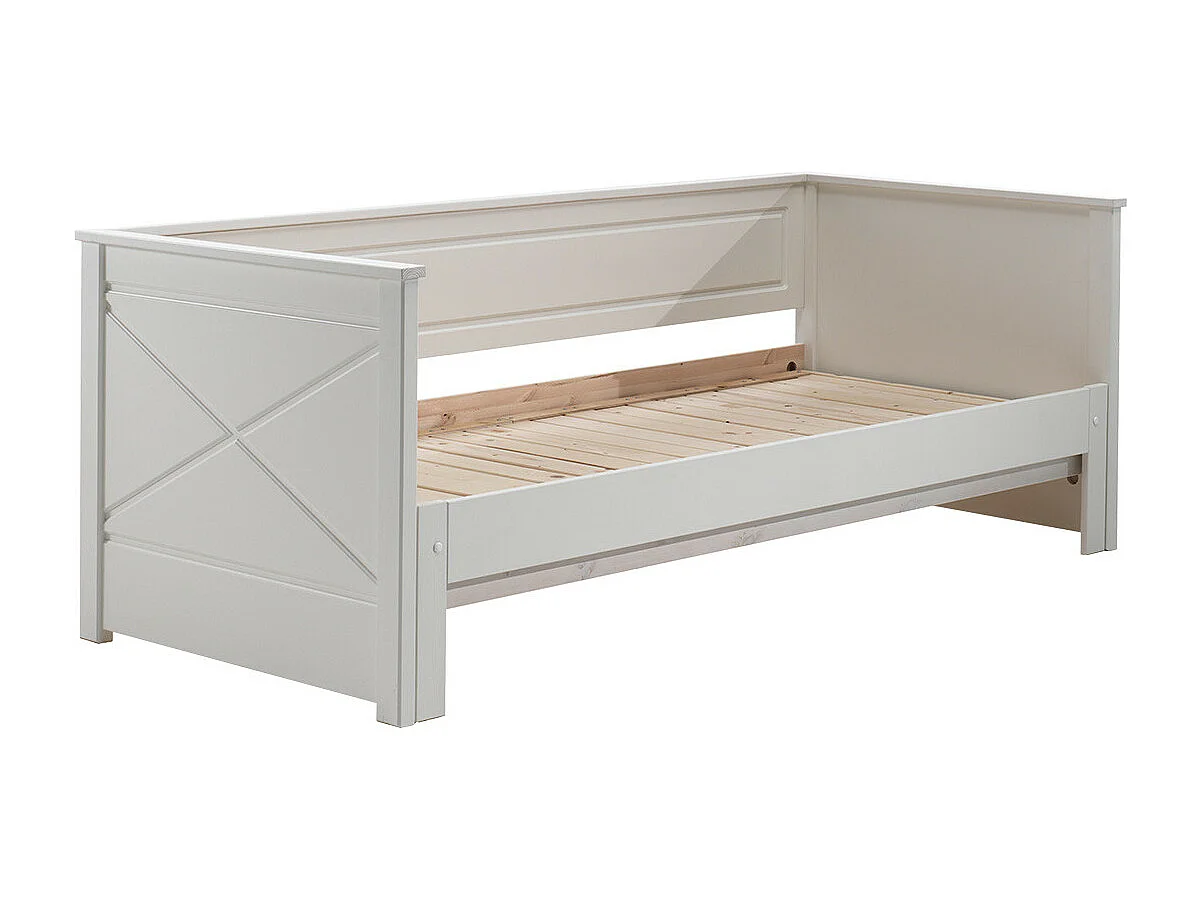 VIVIEN - Lit Extensible 90x200cm en Pin Laqué Blanc