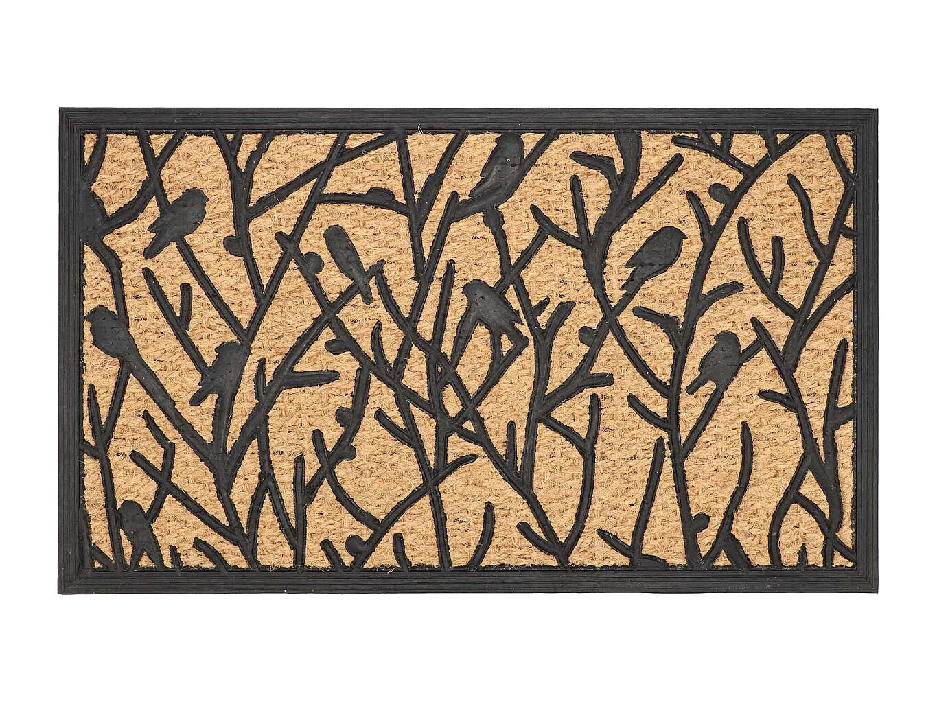 Paillasson en fibres de coco et caoutchouc avec motifs 75 x 45 cm Oiseau