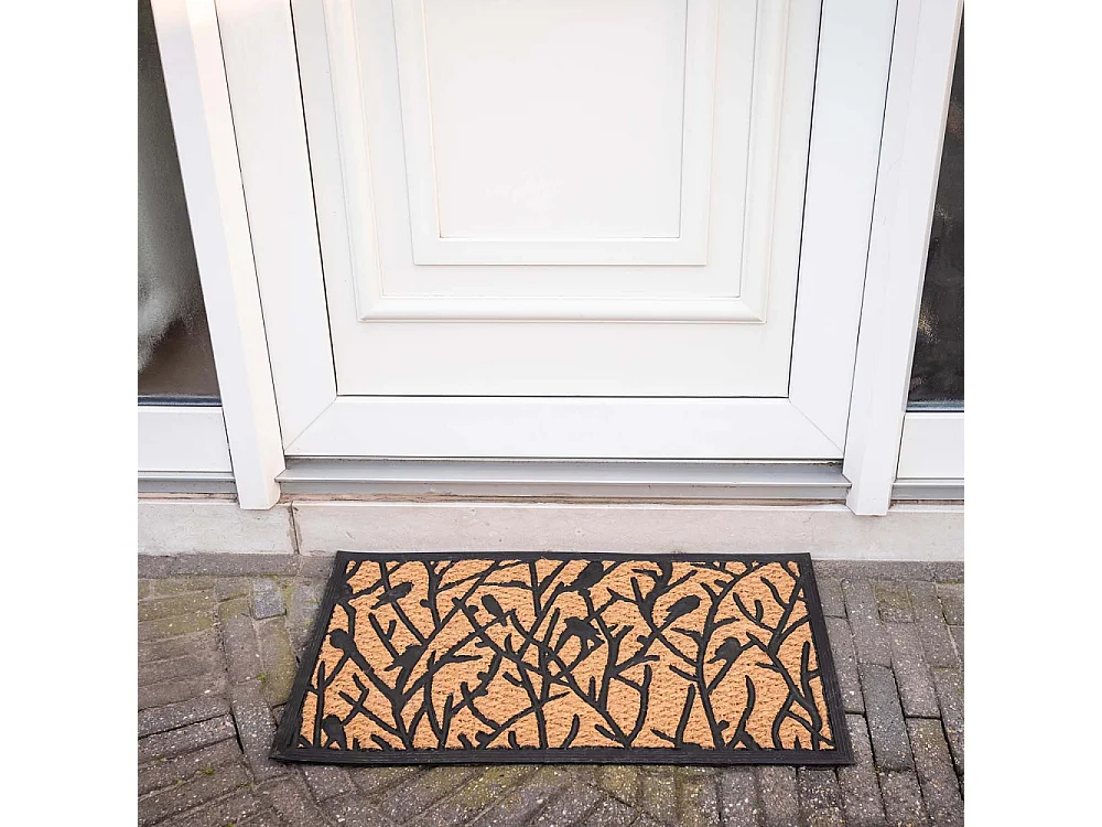 Paillasson en fibres de coco et caoutchouc avec motifs 75 x 45 cm Oiseau