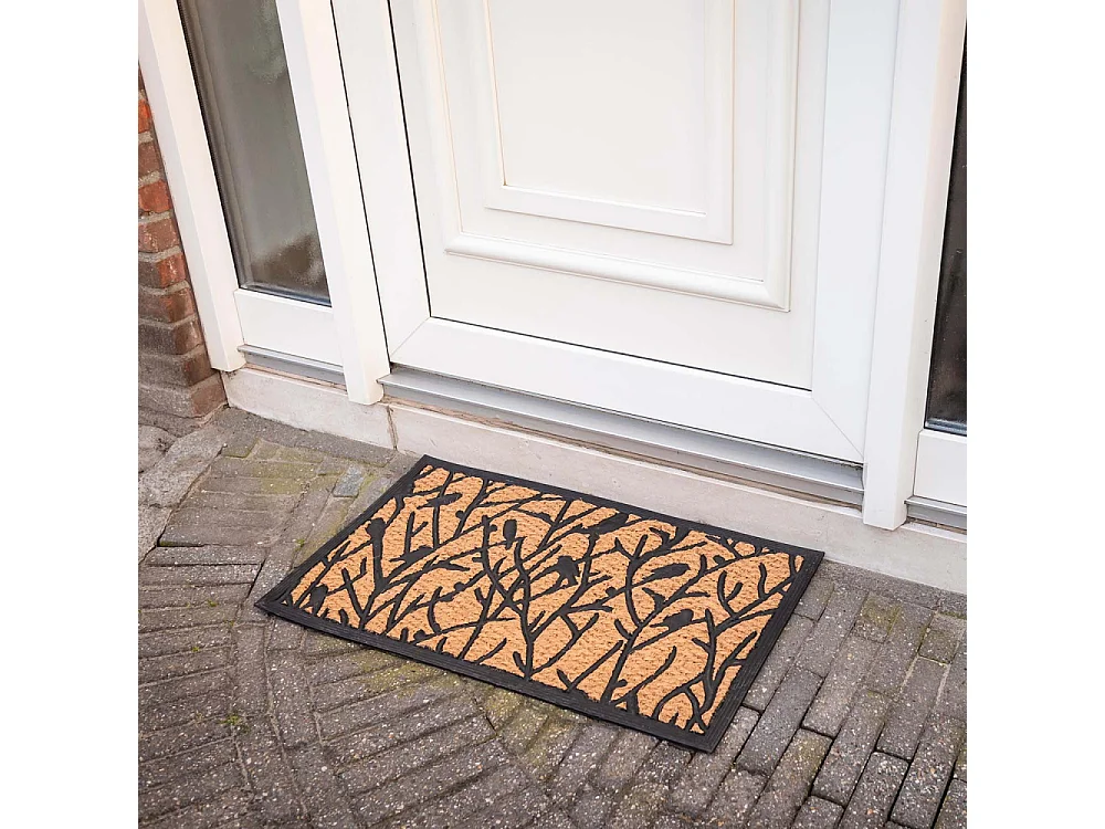 Paillasson en fibres de coco et caoutchouc avec motifs 75 x 45 cm Oiseau