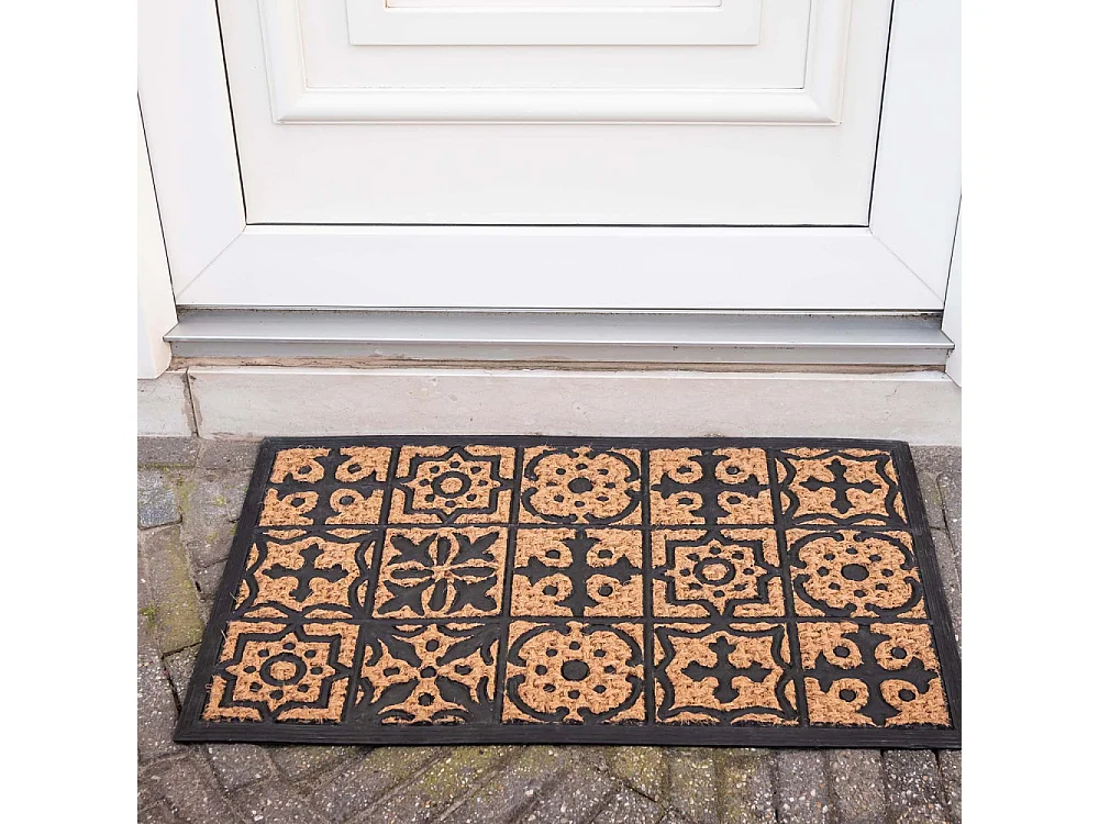 Paillasson en fibres de coco et caoutchouc avec motifs 75 x 45 cm Mosaique