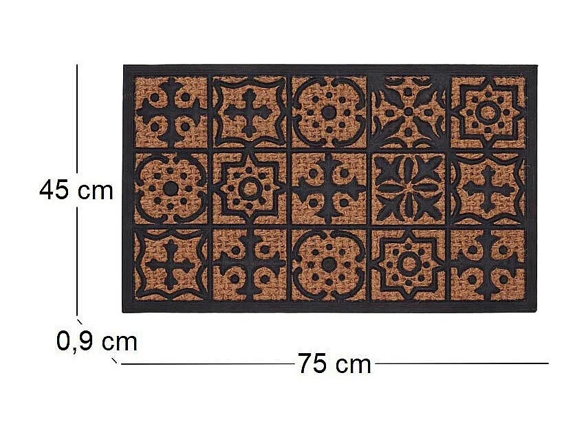 Paillasson en fibres de coco et caoutchouc avec motifs 75 x 45 cm Mosaique