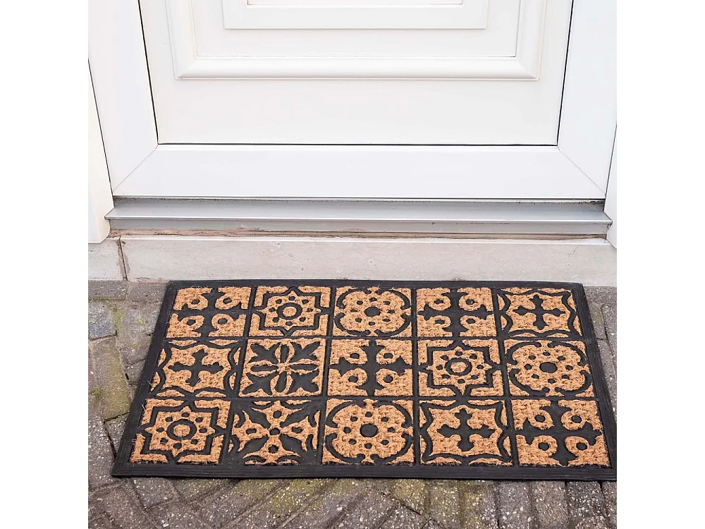 Paillasson en fibres de coco et caoutchouc avec motifs 75 x 45 cm Mosaique