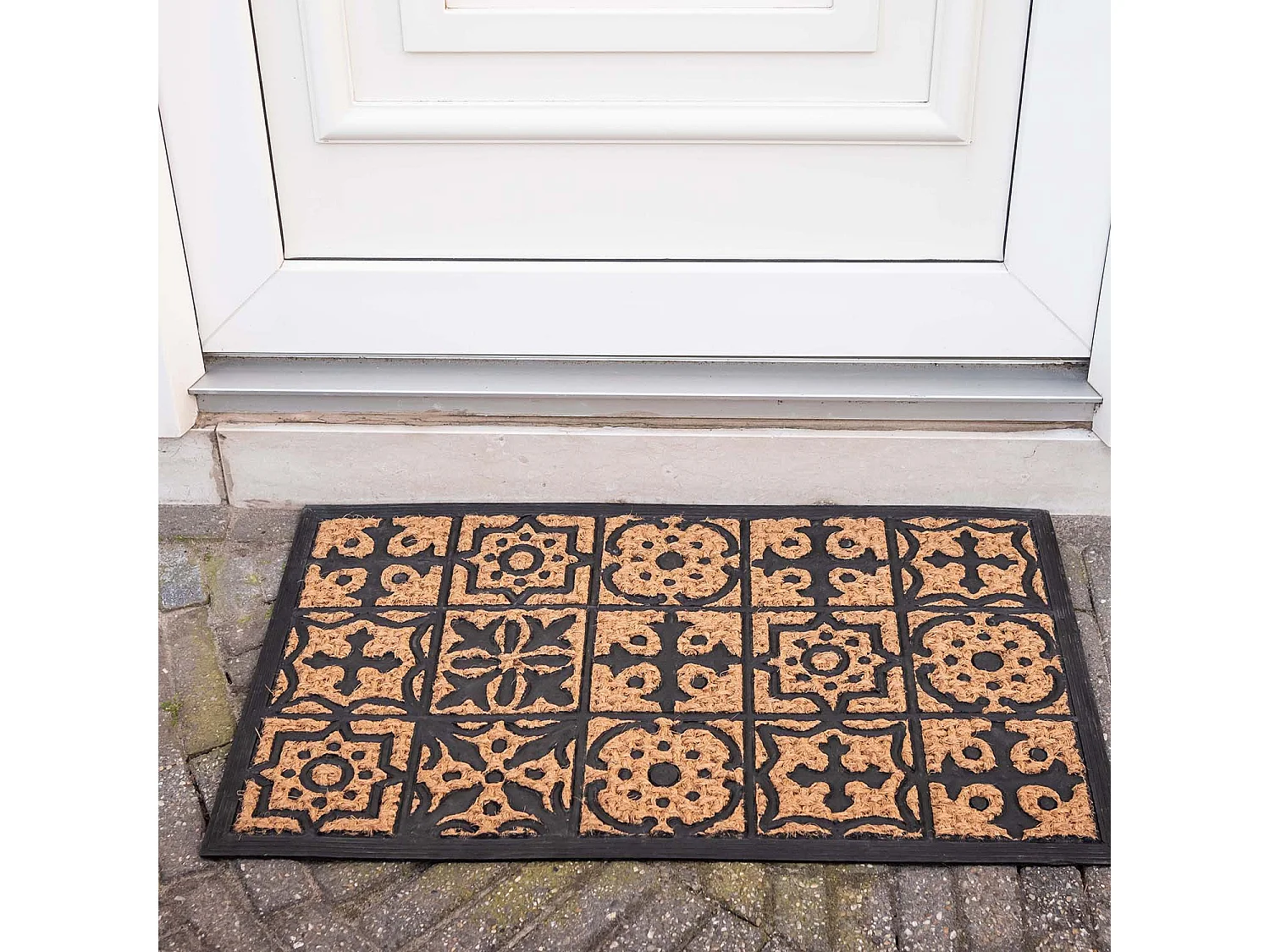 Paillasson en fibres de coco et caoutchouc avec motifs 75 x 45 cm Mosaique