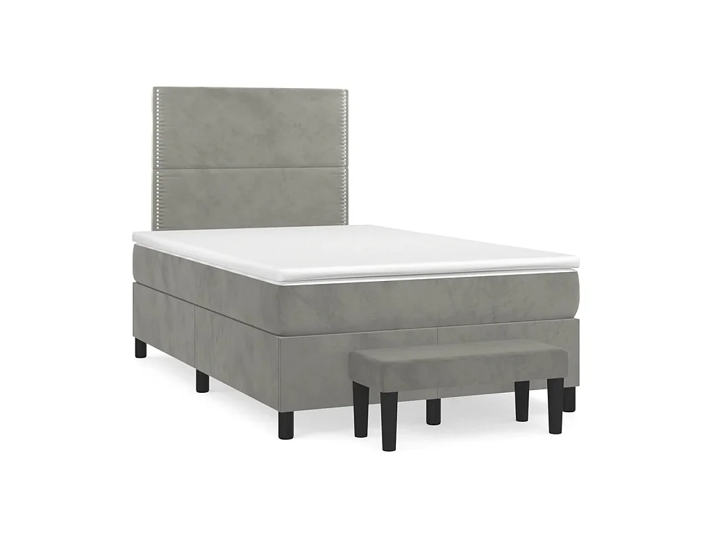Boxspringbed en matras Lichtgrijs 120x200cm Fluweel