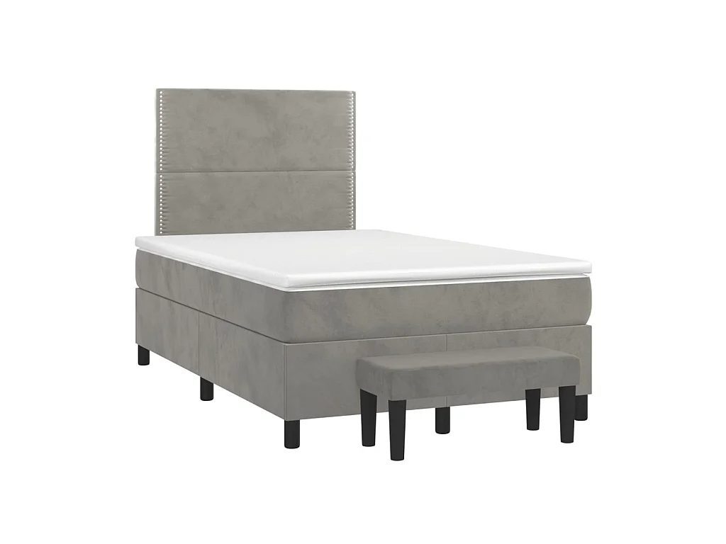 Boxspringbed en matras Lichtgrijs 120x200cm Fluweel