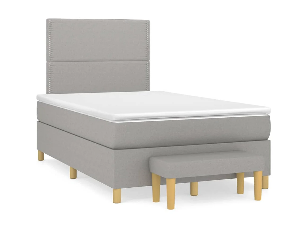 Lit à sommier tapissier avec matelas Gris clair 120x200cm Tissu