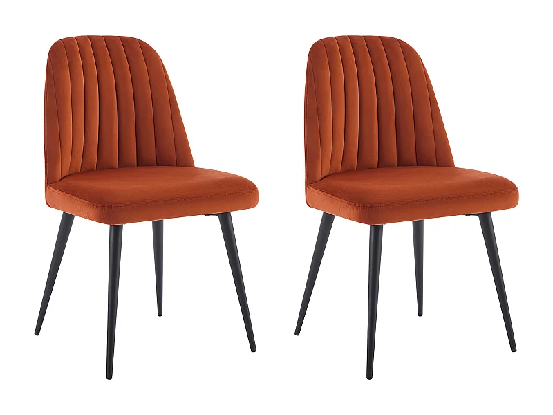 Conjunto de 2 cadeiras em veludo e metal preto cor terracota - ELEANA