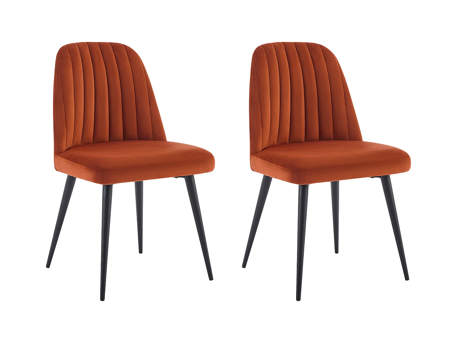 Stuhl 2er-Set - Samt & schwarzes Metall - Terracotta - ELEANA