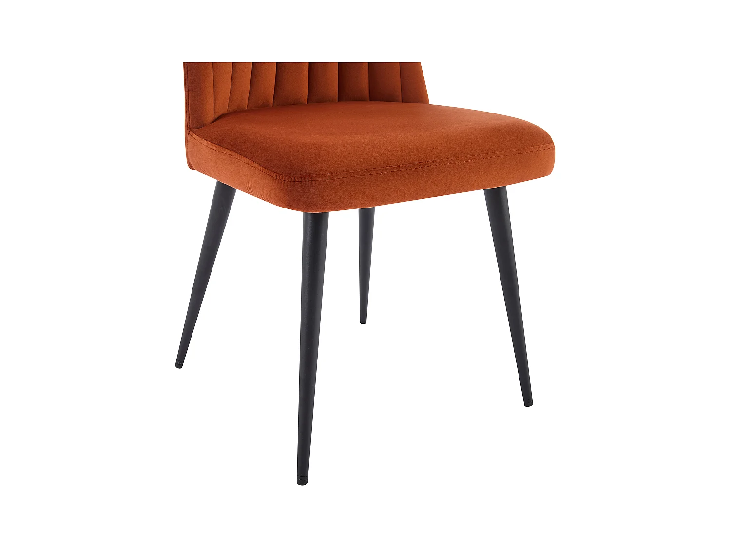 Stuhl 2er-Set - Samt & schwarzes Metall - Terracotta - ELEANA