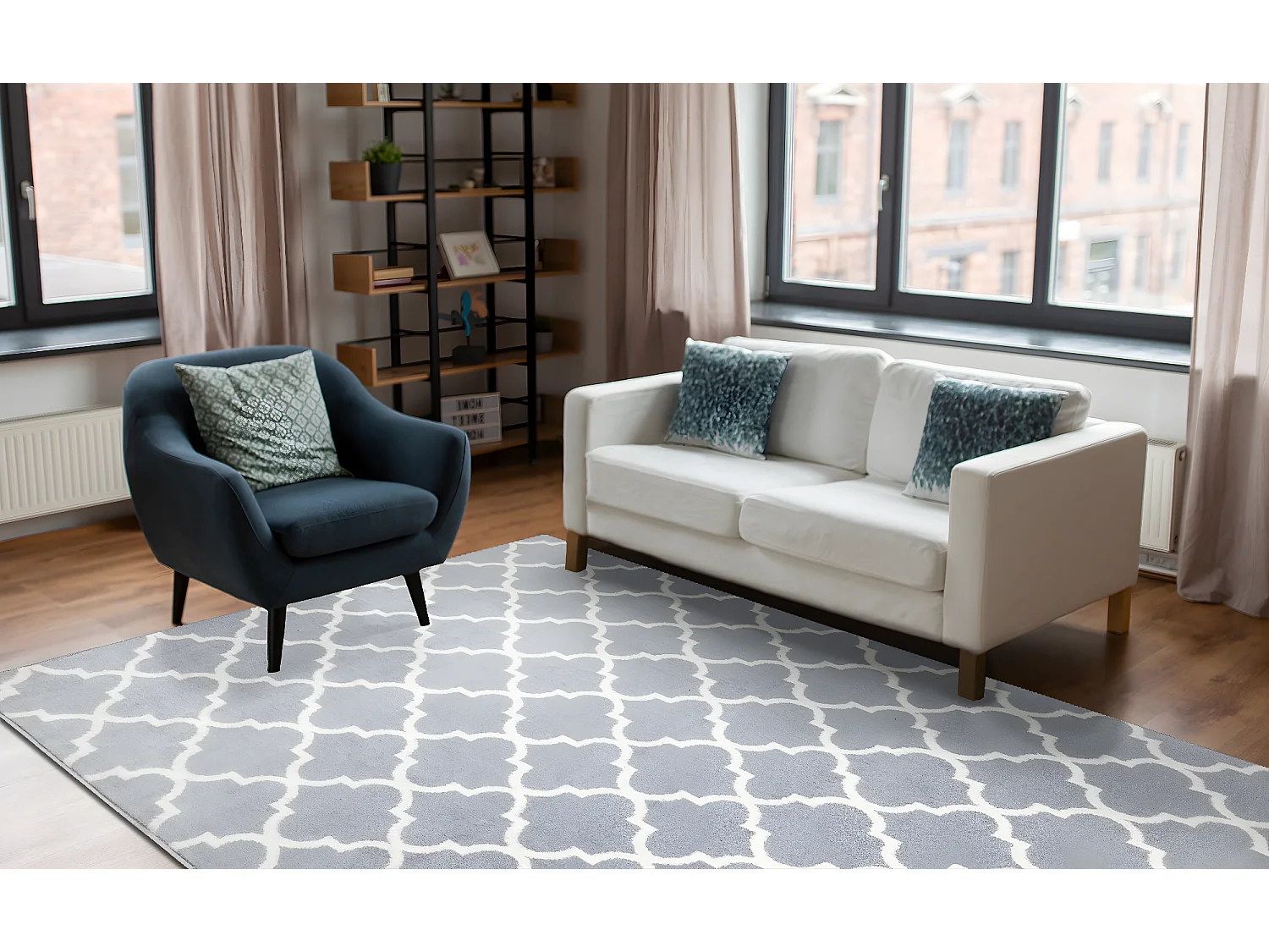 BCF Tapis Morad TRELIS Treillis marocain - gris clair 60x110 cm