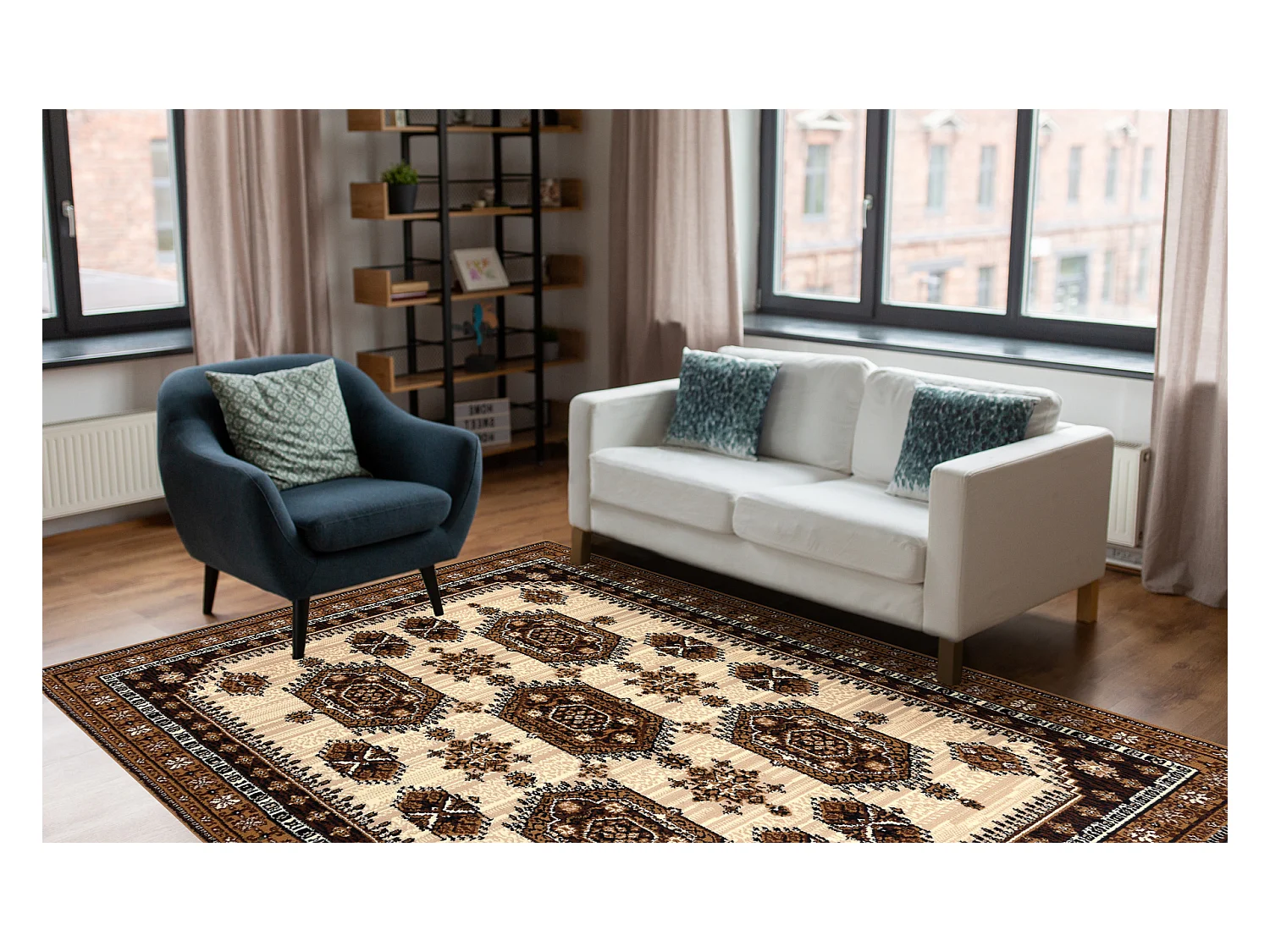 Tapijt BCF Morad ZEGARY klokken, Klassiek - beige 80x150 cm
