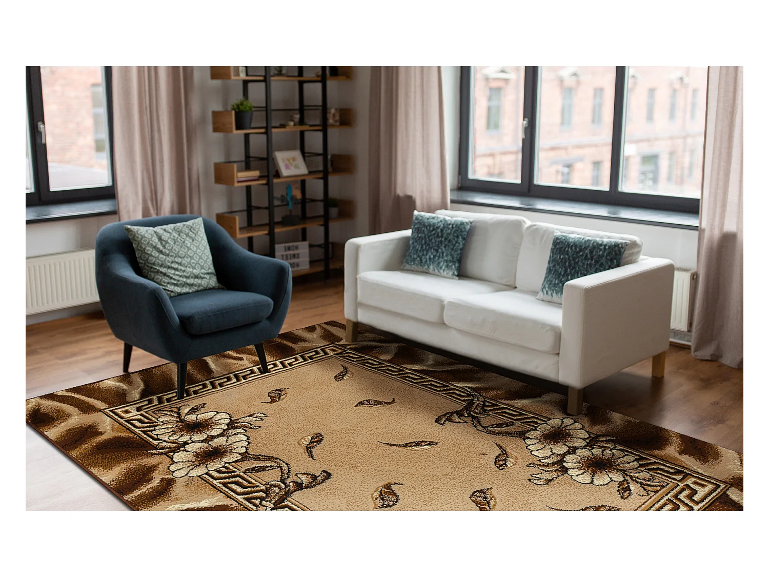 Tapijt BCF Morad TRIO Klassiek bladje, bloemen - oud goud 60x110 cm