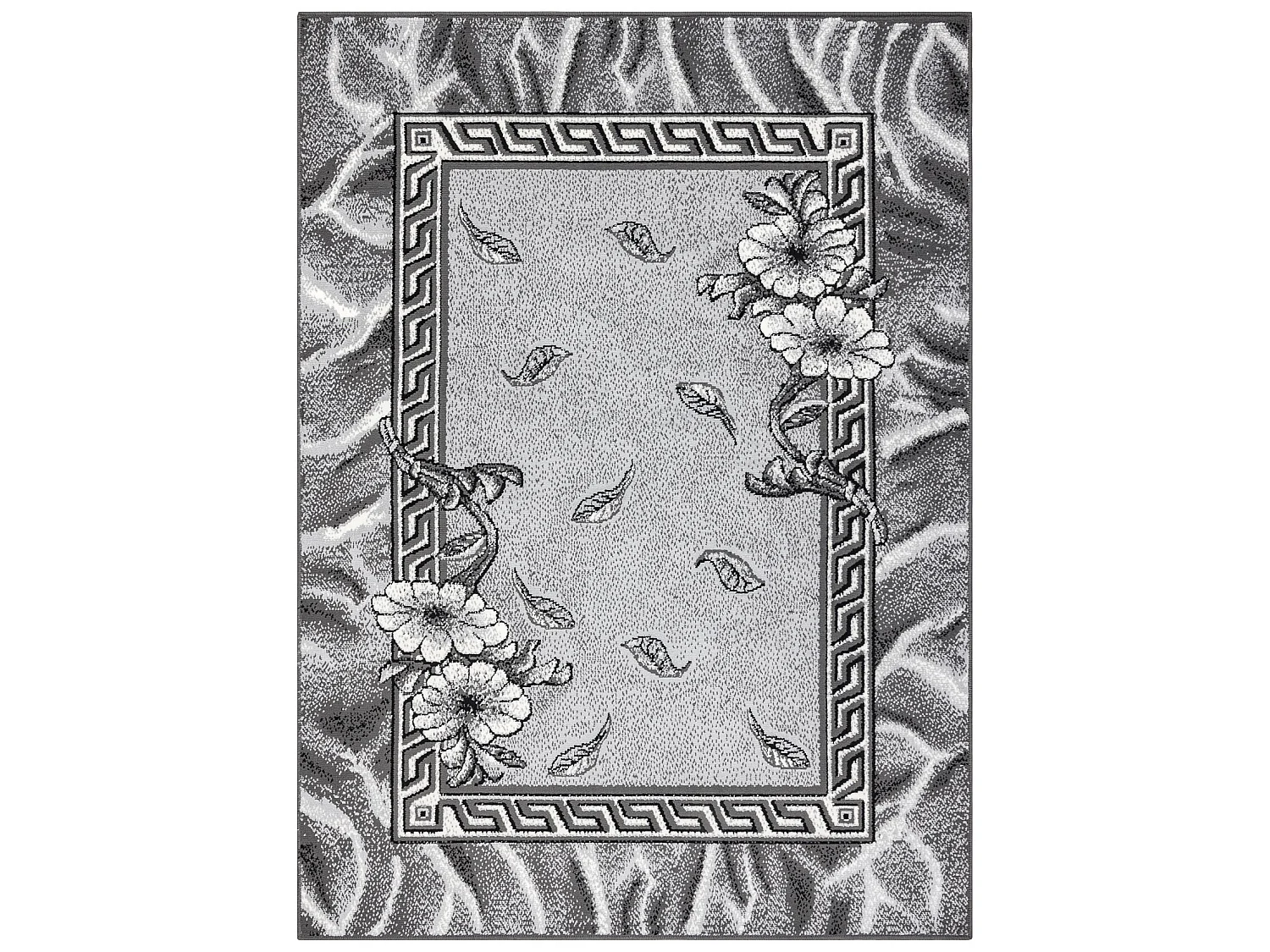 Alfombra BCF Morad TRIO Flores, hojas clásico - gris  60x110 cm
