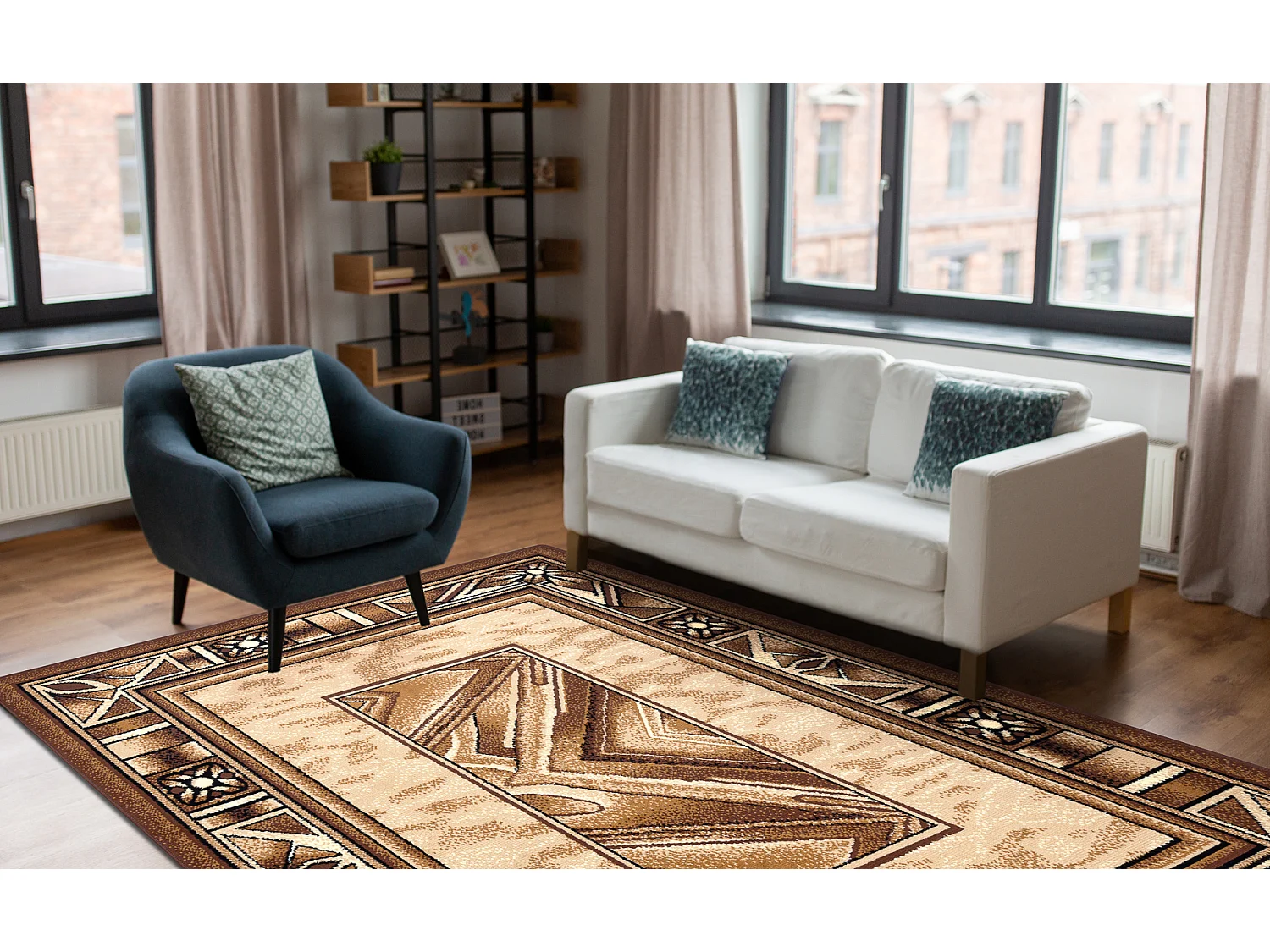 BCF Tapis Morad OPAL cadre, classique - beige 60x110 cm