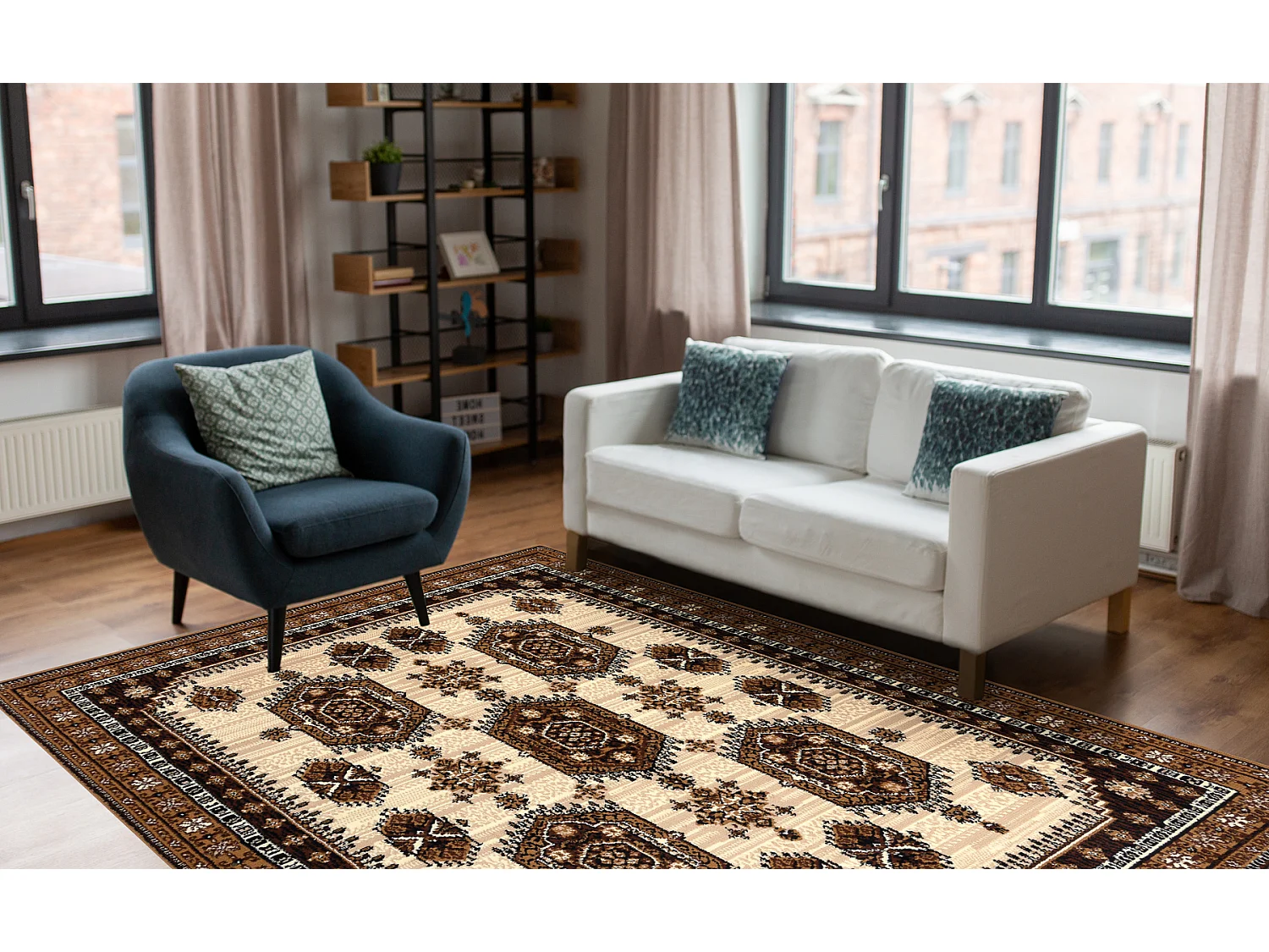 Tapijt BCF Morad ZEGARY klokken, Klassiek - beige 240x340 cm