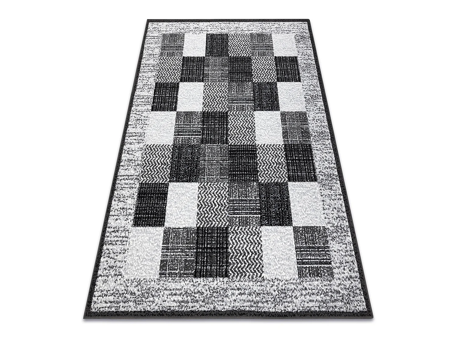 BCF Tapis Morad RAFIA Rectangles, géométrique - gris 60x110 cm