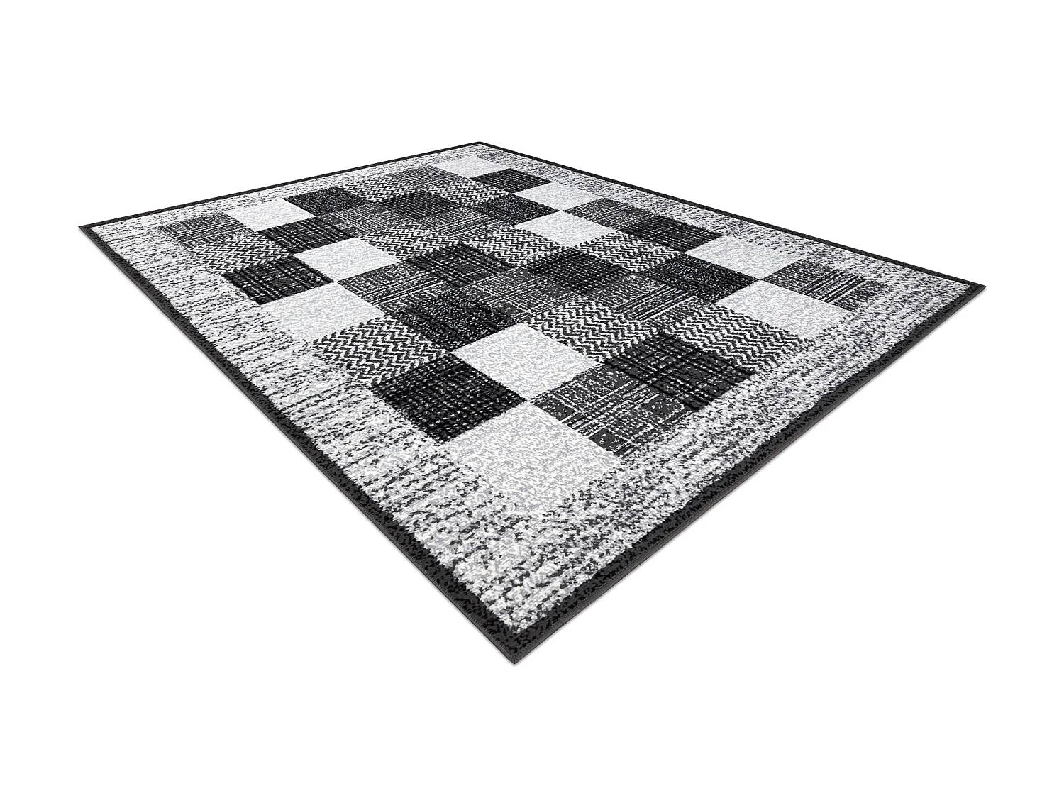 BCF Tapis Morad RAFIA Rectangles, géométrique - gris 60x110 cm