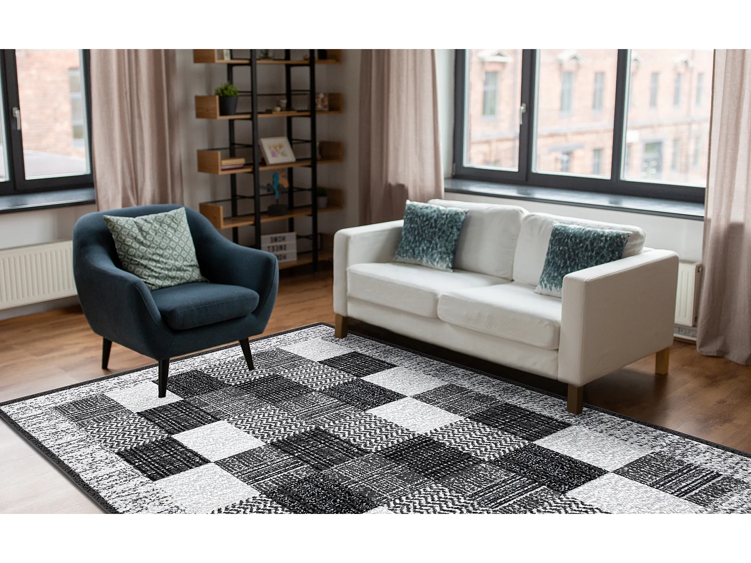 Teppich BCF Morad RAFIA Rechtecke, geometrisch - grau 60x110 cm