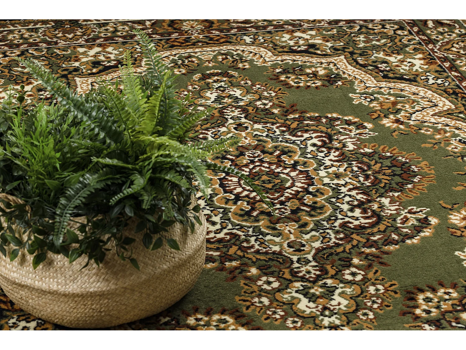 Tapijt BCF Morad WIOSNA Klassiek ornament - groente 60x110 cm