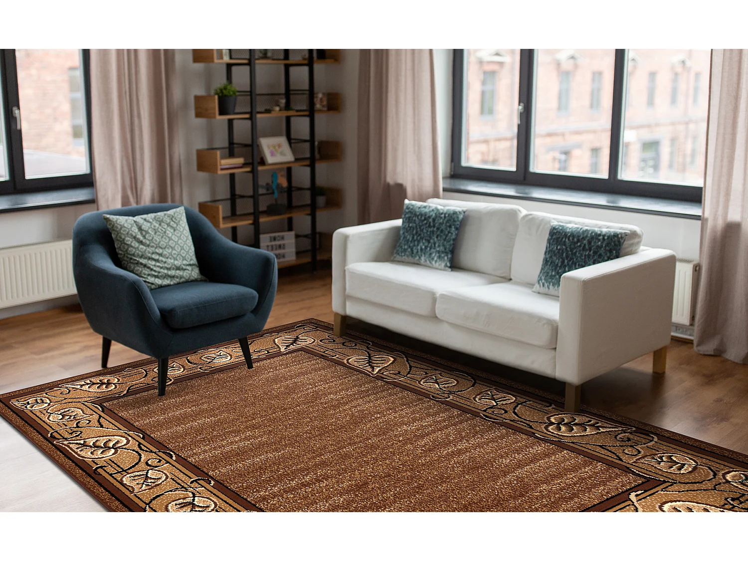 BCF Rug Morad FELIKS cadre, feuilles classique - marron 240x340 cm