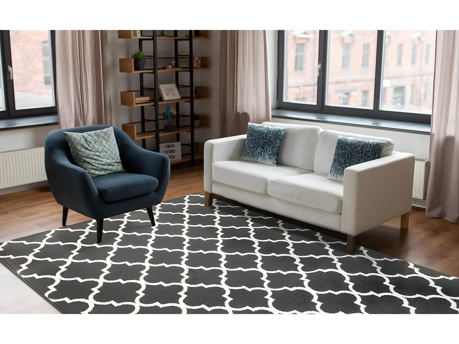 Tapijt BCF Morad TRELIS klaver Marokkaanse - antraciet, grijs  140x200 cm