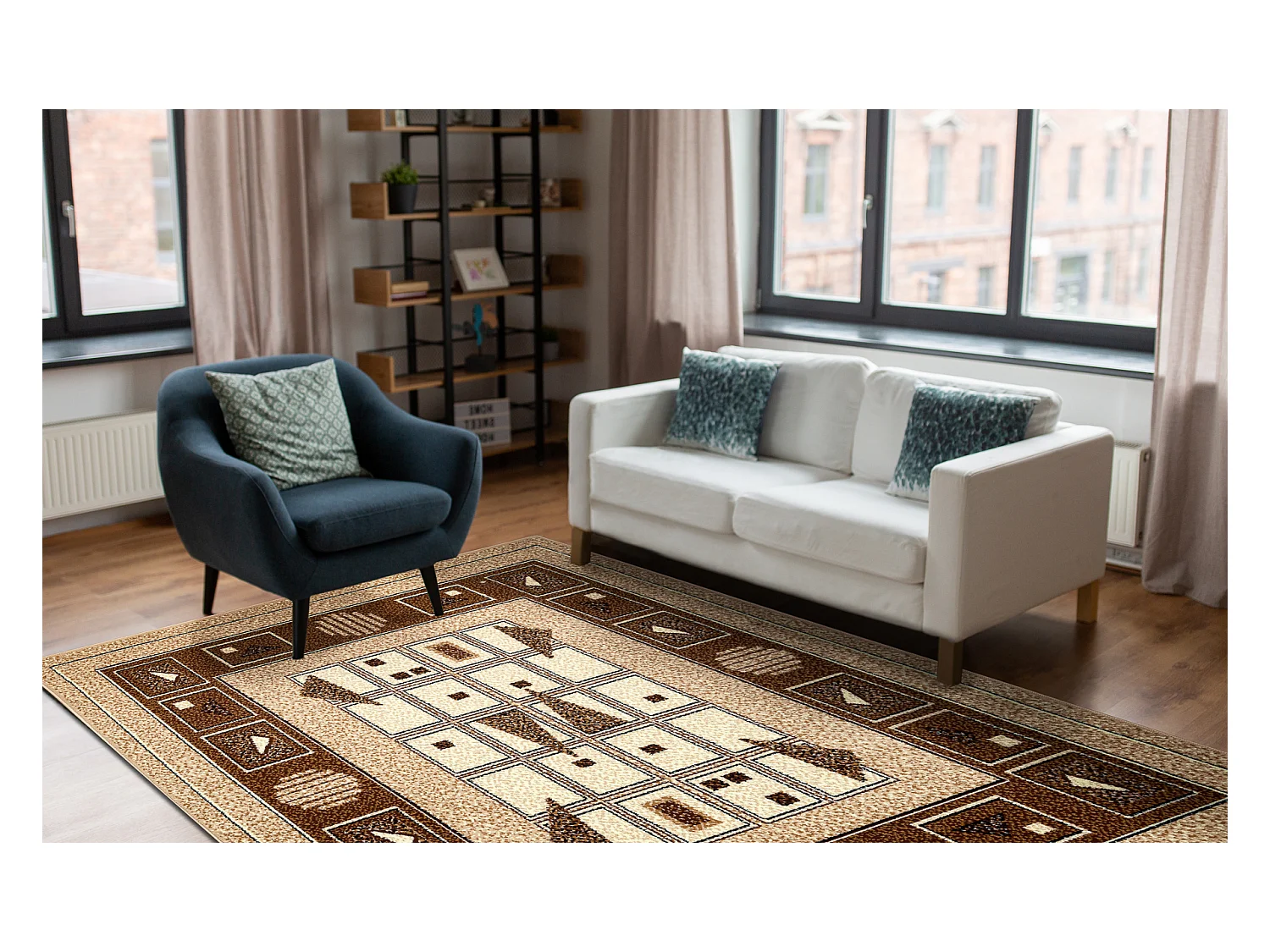 BCF Tapis Morad DZETA géométrique, classique - beige 120x170 cm