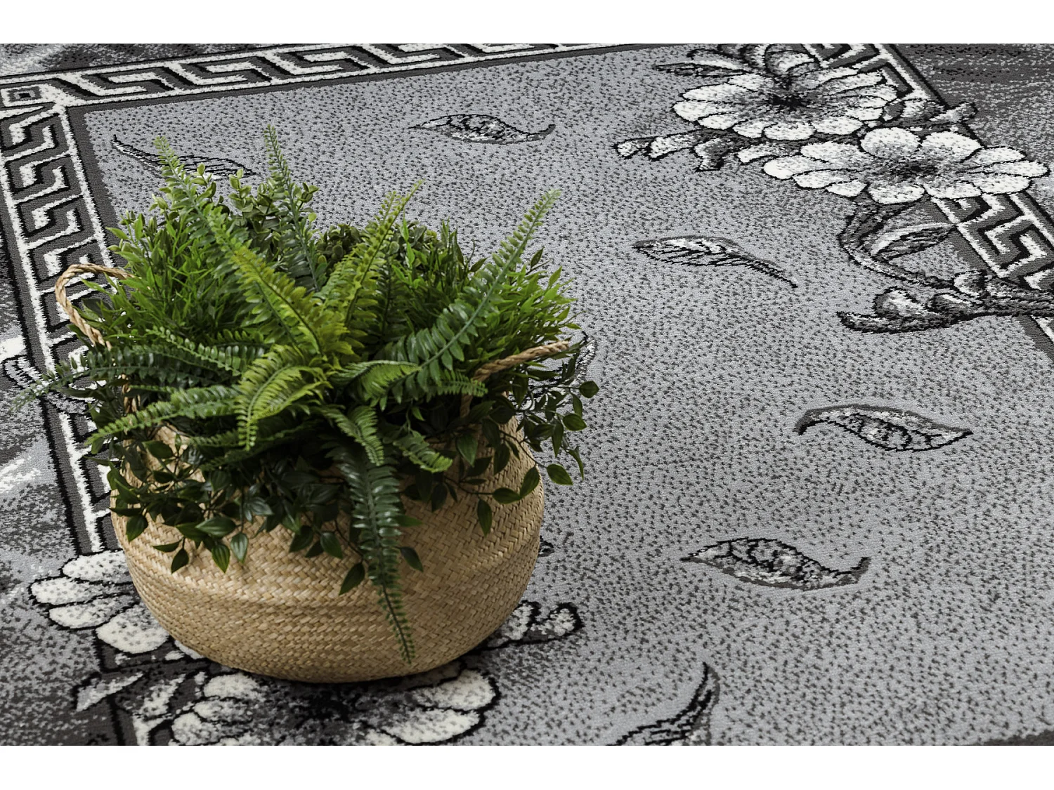 BCF Rug Morad TRIO fleurs, feuilles classique - gris 140x200 cm