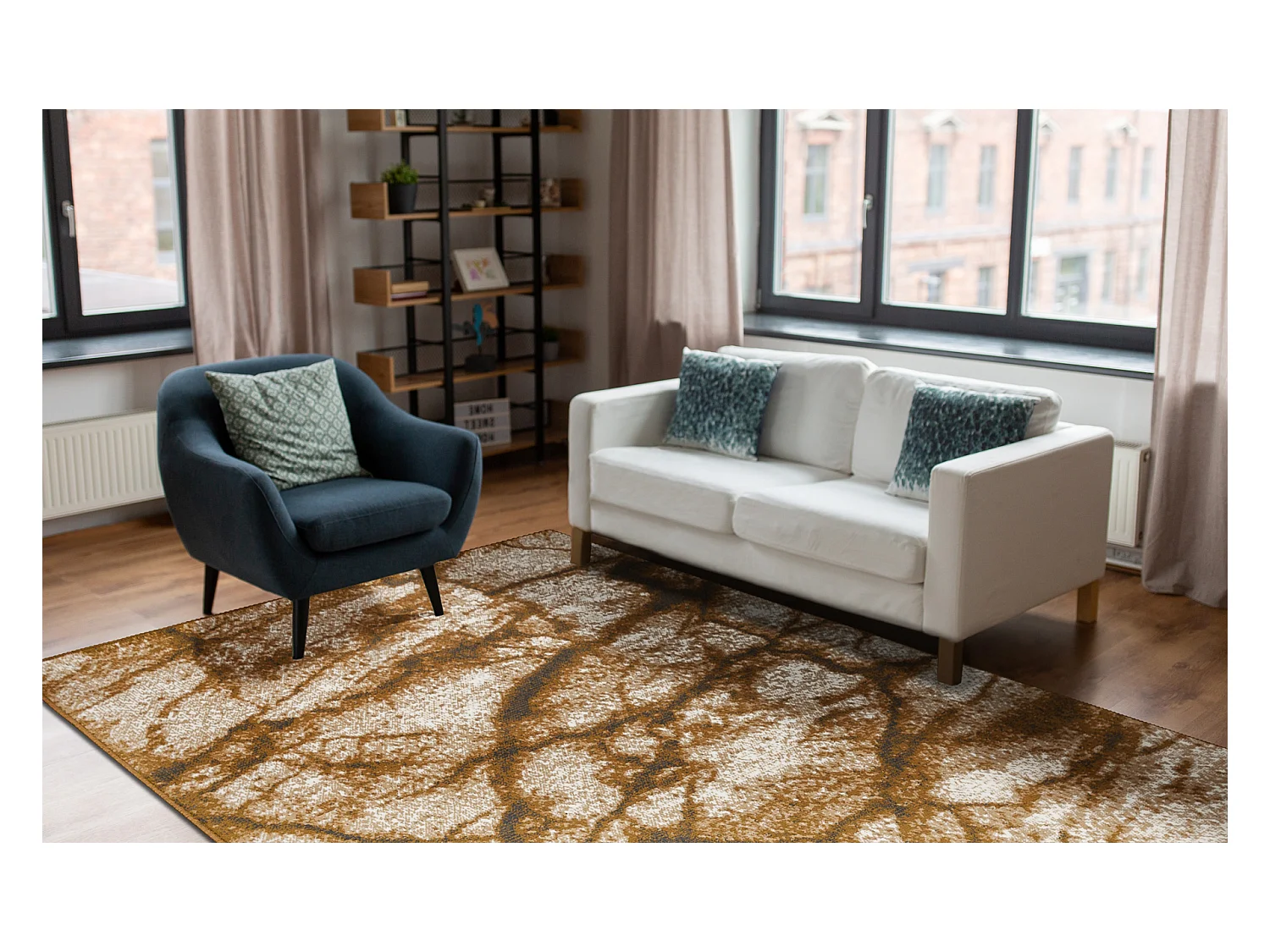 BCF Rug Morad MARMUR marbre - beige / or gris 140x200 cm