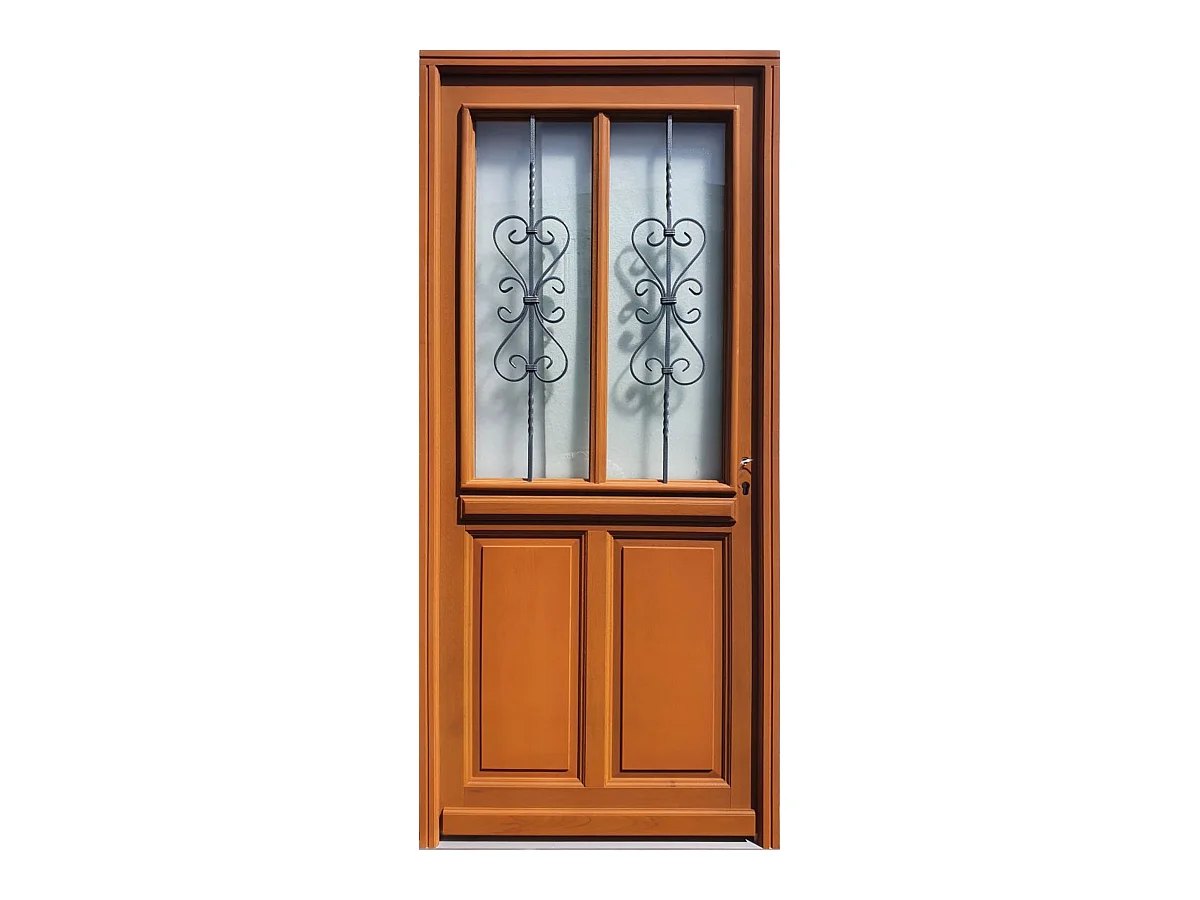 Porte D'Entrée Bois Vitrée, Syrah, H,215Xl,90 P,Gauche Cote Tableau